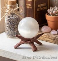 SFERA DI SELENITE SU BASE LEGNO