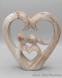 SCULTURA AMANTI CUORE LEGNO DECAPE'