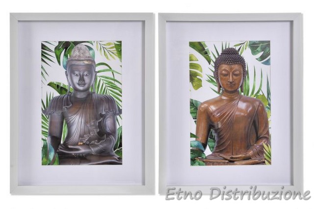 QUADRO BUDDHA CORNICE BIANCA 35X45  Ingrosso articoli etnici, articoli  olistici ed esoterici, lampade di sale, incensi, cristalli - Torino - Etno  Distribuzione