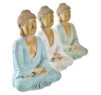 TRIS BUDDHA RESINA COLORATI CM. 19