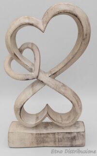 SCULTURA TRIPLO CUORE LEGNO DECAPE'