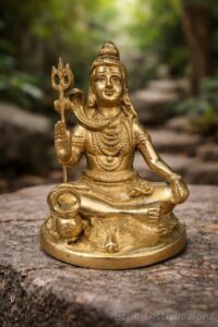 STATUA BRONZO SHIVA TRIDENTE CM. 14